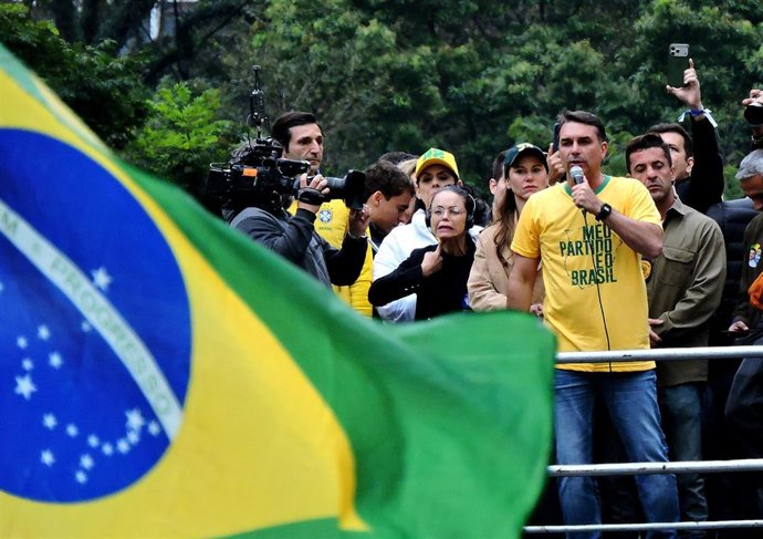 Archivo - Mitin del candidato presidencial del Partido Liberal, Flávio Bolsonaro, en Sao Paulo, Brasil.