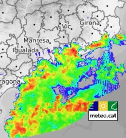 Radar de pluja a Catalunya aquest dilluns sobre les 8 hores