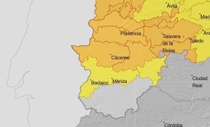 Avisos meteorológicos para Extremadura