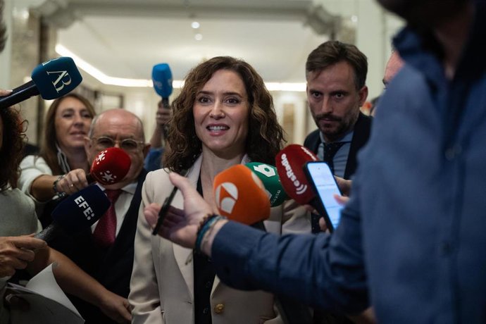 La presidenta de la Comunidad de Madrid,  Isabel Díaz Ayuso, participa en un desayuno informativo de Fórum Europa, en el Hotel Palace, a 5 de octubre de 2026, en Madrid (España).