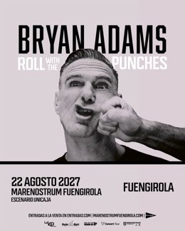 Bryan Adams llevará 'Roll With The Punches' a Marenostrum Fuengirola el 22 de agosto de 2027