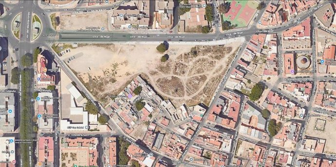 Vista aérea del ámbito de El Diezmo, en Almería.