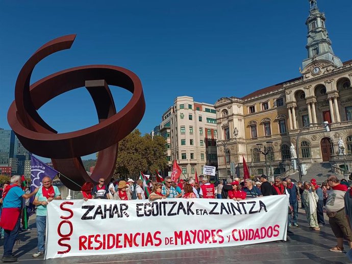Manifestación de los pensionistas en Bilbao