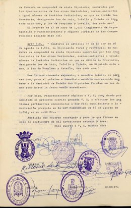 Oficio del alcalde de Tudela y otros 22 municipios riberos. 1973