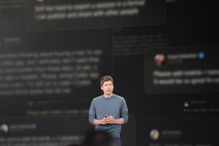 29 September 2026, US, San Francisco: Sam Altman, CEO of OpenAI, the developer of ChatGPT, speaks at the AI company's developer conference. Photo: Andrej Sokolow/dpa