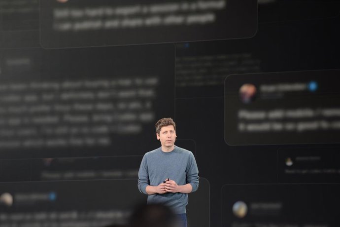 29 September 2026, US, San Francisco: Sam Altman, CEO of OpenAI, the developer of ChatGPT, speaks at the AI company's developer conference. Photo: Andrej Sokolow/dpa