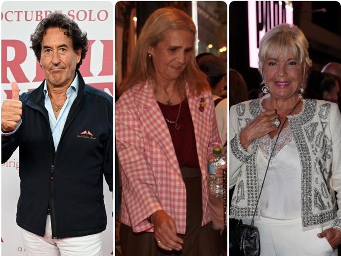 La infanta Elena, Álvaro de Marichalar y Bárbara Rey, en el estreno de la nueva película de José Mota, 'Arriba tutto'