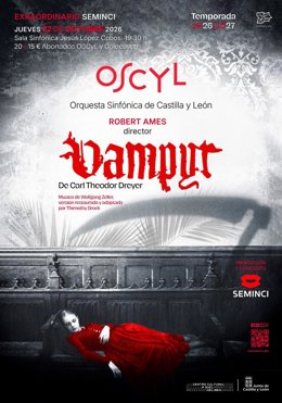 Cartel anunciador de la proyección de 'Vampyr' en el Centro Cultural Miguel Delibes de Valladolid.