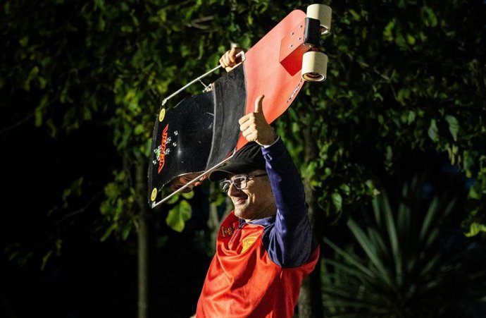 El skater español Mikel Echegaray durante los World Skate Games de Asunción (Paraguay).