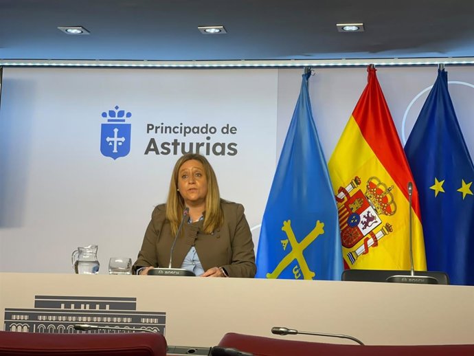 La consejera de Derechos Sociales y Bienestar, Nerea Monroy, durante la rueda de prensa de este martes.