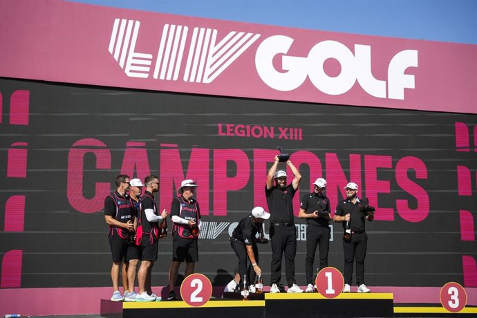 Archivo - Legion XIII, equipo de Jon Rahm, celebra su victoria en Valderrama en el LIV Golf 2026