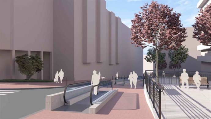 Imagen de las tres nuevas rampas mecánicas proyectadas en la calle Bizkaia de Barakaldo.