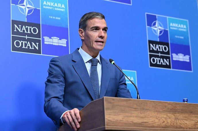Archivo - El presidente del Gobierno, Pedro Sánchez, tras participar en la reunión de jefes de Estado y de Gobierno del Consejo del Atlántico Norte, que se celebra en el Complejo Presidencial de Bestepe, a 8 de julio de 2026, en Ankara (Turquía).