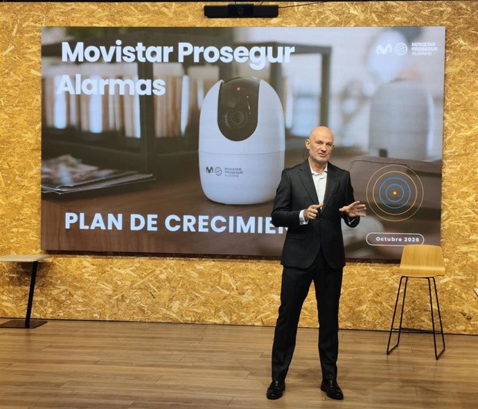 El CEO de Movistar Prosegur Alarmas, Diego Torrico, a 7 de octubre de 2026, en una rueda de prensa en Madrid (España).