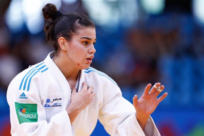 Archivo - La judoca española Laura Vázquez durante una competición