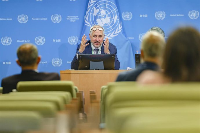 Archivo - Stéphane Dujarric, portavoz del secretario general de la ONU, António Guterres