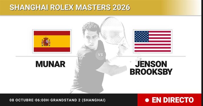 Jaume Munar - Jenson Brooksby: resumen y estadísticas del partido de Sesentaicuatroavos de final de Shanghai Rolex Masters