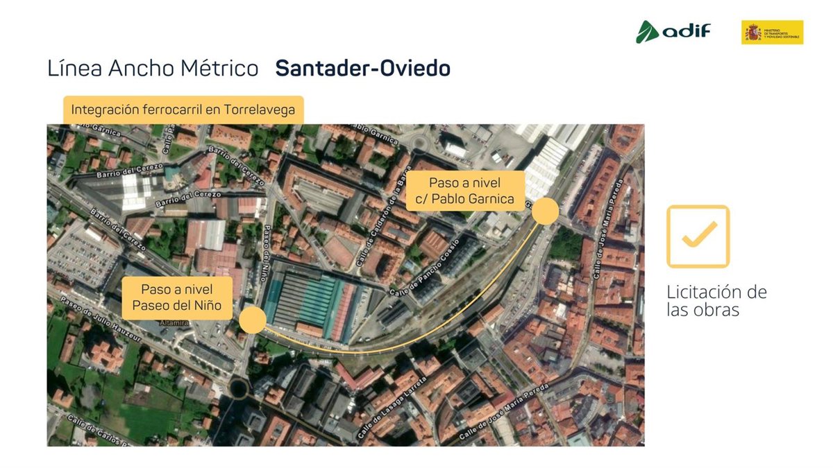 Adif licita las obras de construcción del soterramiento de Torrelavega por 128,6 millones de euros