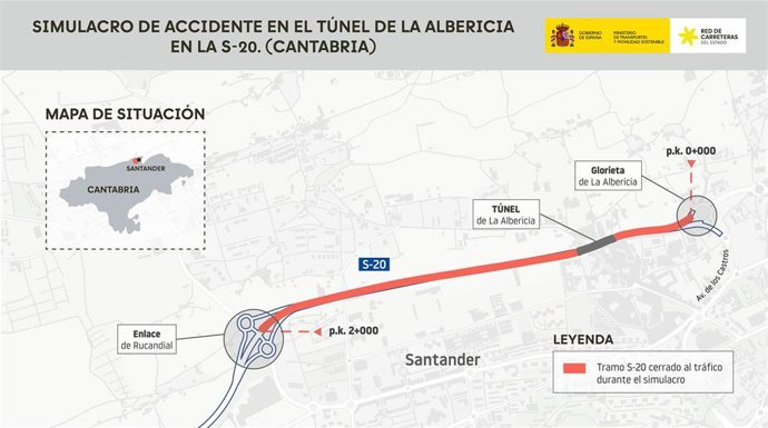 La S-20 se cierra al tráfico esta noche en la zona del túnel de la Albericia por un simulacro