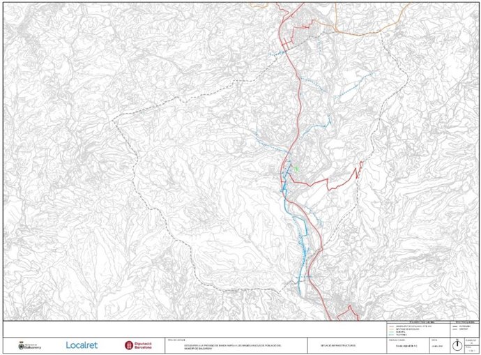 Mapa de las infraestructuras de Balsareny (Barcelona).