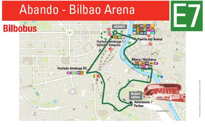 Mapa de la lanzadera de Bilbobus