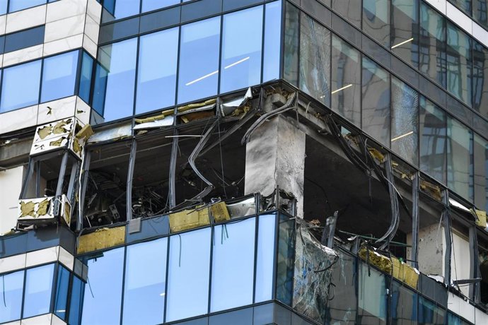 Archivo - Ataque con drones de Ucrania contra un edificio en Moscú en julio de 2023.