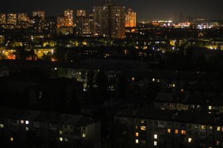 October 6, 2026, Kyiv, Ukraine: A view of the city during power outages, Kyiv, Ukraine, on October 6, 2026. Hourly electricity outage schedules were introduced in the capital and several regions of Ukraine following Russian attacks on energy infrastructur