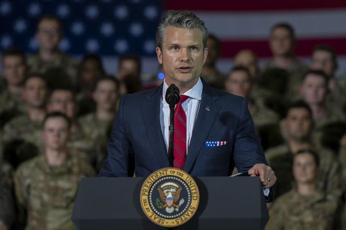 October 7, 2026, Harrison Township, Mi, United States of America: U.S. Secretary of Defense Pete Hegseth, delivers remarks before introducing U.S President Donald Trump, at Selfridge Air National Guard Base, April 29, 2025 in Harrison Township, Michigan.
