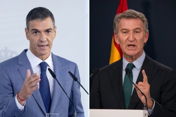 El presidente del Gobierno, Pedro Sánchez, y el líder del PP, Alberto Núñez Feijóo
