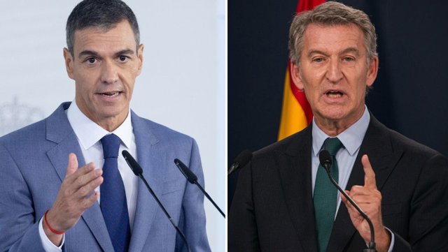 El presidente del Gobierno, Pedro Sánchez, y el líder del PP, Alberto Núñez Feijóo