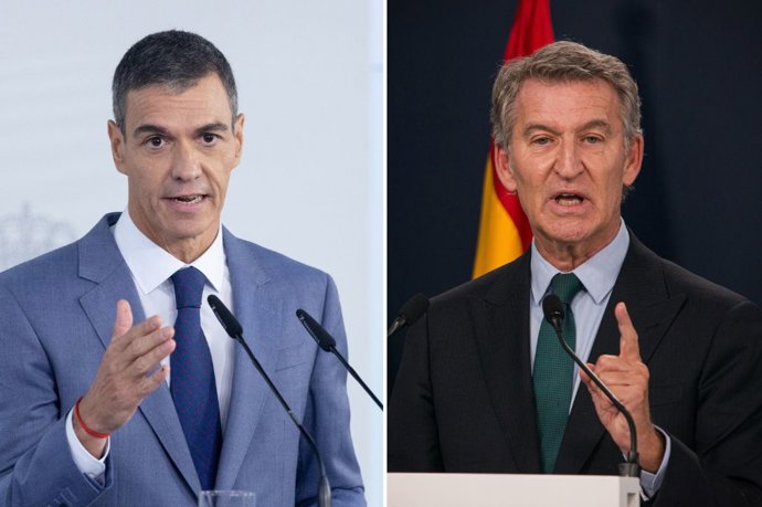 El presidente del Gobierno, Pedro Sánchez, y el líder del PP, Alberto Núñez Feijóo