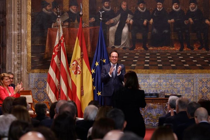 El 'president' de la Generalitat, Juanfran Pérez Llorca, en el acto institucional por el 9 d'Octubre