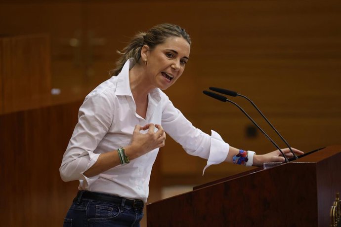 La portavoz del grupo socialista en la Asamblea, Mar Espinar, durante el debate sobre el Estado de la Región en la Asamblea de Madrid, a 11 de septiembre de 2026, en Madrid 