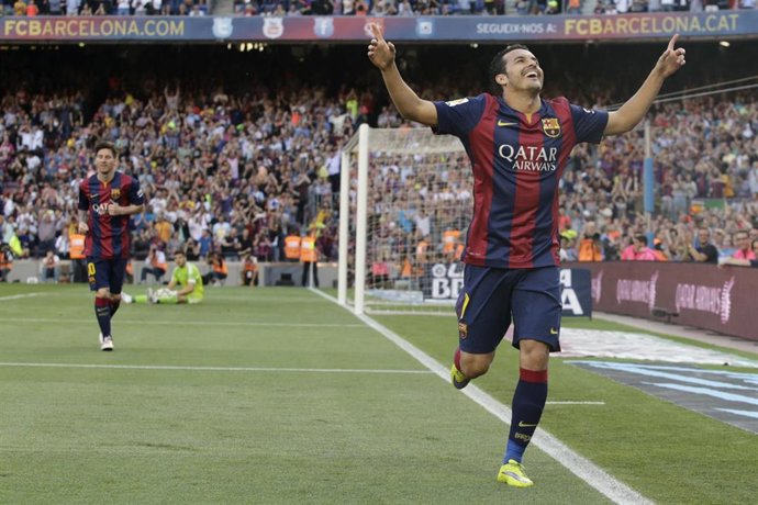 Archivo - Pedro Rodríguez celebra un gol con el FC Barcelona