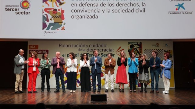 Acto conmemorativo del Día Nacional del Tercer Sector 2026, con el lema 'Polarización y cuidado de la democracia: el papel del Tercer Sector', celebrado en CaixaForum, en Madrid.
