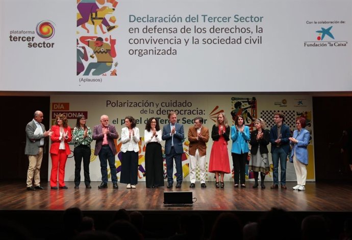 Acto conmemorativo del Día Nacional del Tercer Sector 2026, con el lema 'Polarización y cuidado de la democracia: el papel del Tercer Sector', celebrado en CaixaForum, en Madrid.