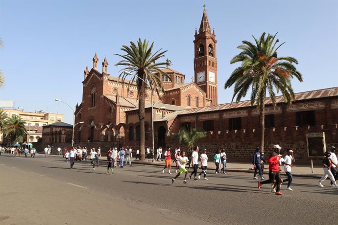 ADDIS ABABA, Oct. 2, 2026  -- This photo taken on June 8, 2025 shows a church in Asmara, capital of Eritrea. The African Union (AU) has called on Ethiopia, Eritrea and Egypt to exercise "maximum restraint," urging the three countries to de-escalate the si