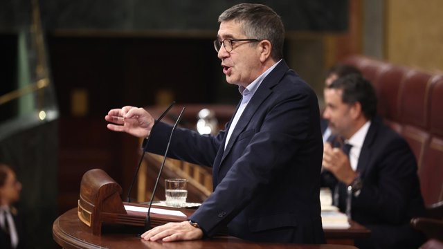 El portavoz del PSOE, Patxi López, durante una sesión plenaria, en el Congreso de los Diputados