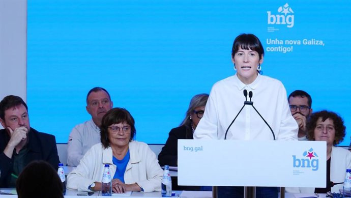 A portavoz nacional do BNG, Ana Pontón, na súa intervención no Consello Nacional, a 10 de outubro de 2026.