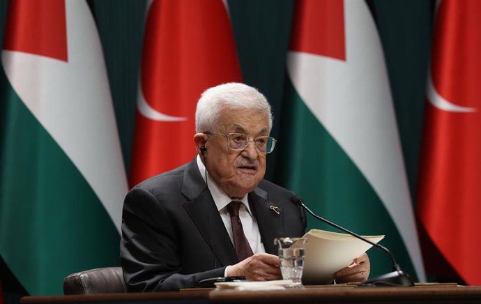 Archivo - ANKARA, Aug. 12, 2026  -- Palestinian President Mahmoud Abbas attends a joint press conference in Ankara, Trkiye, on August 12, 2026.