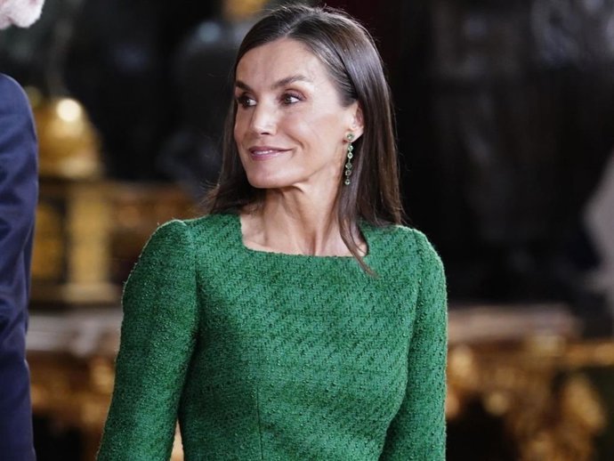 La reina Letizia recepción en el Palacio Real por el Día de la Fiesta Nacional del pasado 2025