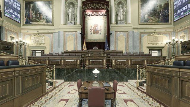 Archivo - El hemiciclo vacío antes de una sesión plenaria en el Congreso