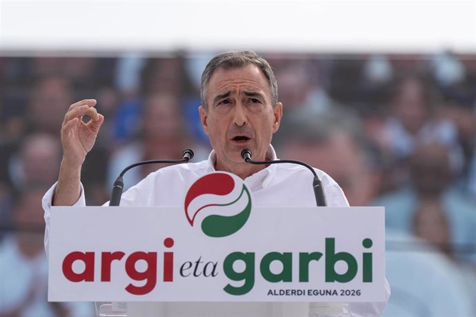 El presidente del EBB del PNV, Aitor Esteban, durante la celebración del 'Alderdi Eguna', a 27 de septiembre de 2026, en Foronda (Vitoria)