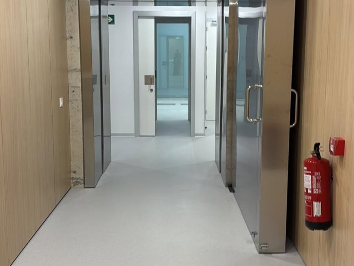 Zona de acceso al acelerador lineal del Hospital Universitario 'Obispo Polanco' de Teruel.