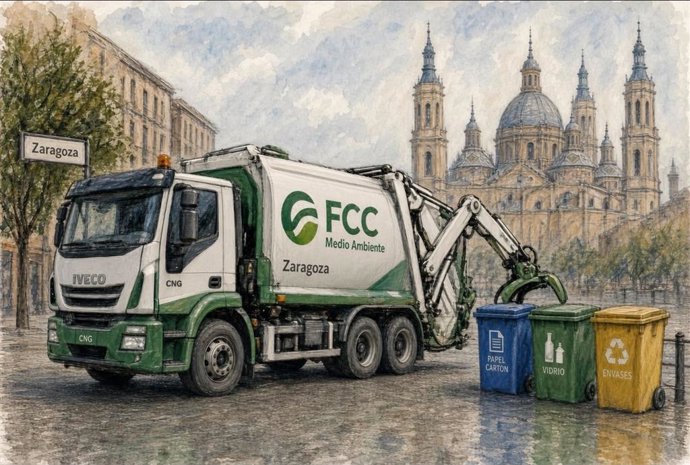 Imagen de un camión de FCC Limpieza en Zaragoza.