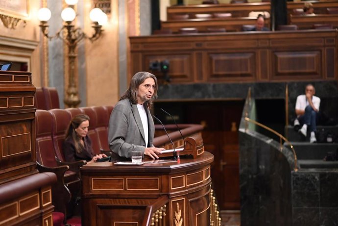 Archivo - El diputado de Sumar Francisco Sierra interviene en el Congreso de los Diputados. (Foto de archivo).