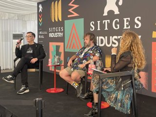 El director Peter Jackson amb el director del Festival de Sitges Ángel Sala i la de la fundació Mònica Garcia