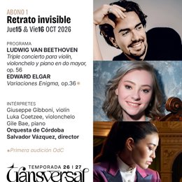 La Orquesta de Córdoba inaugura la temporada con 'Retrato invisible' los días 15 y 16 en el Gran Teatro, con obras de Beethoven y Elgar, bajo la dirección de Salvador Vázquez, y los intérpretes internacionales Giuseppe Gibboni, Luka Coetzee y Gile Bae.