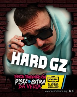 Cartel del festival 'Pista Extra: A Veiga' con el rapero Hard GZ