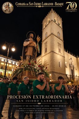 San Isidro procesionará por primera vez por el Casco Antiguo de Badajoz con motivo del 70º aniversario de su cofradía.